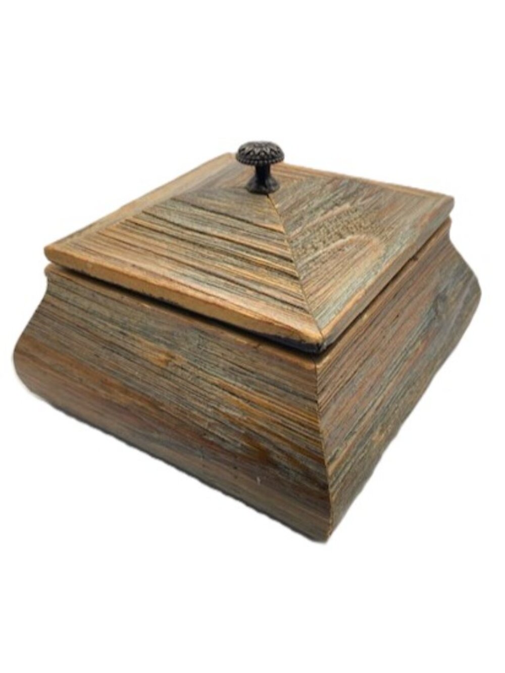 Decorative wooden trinket or jewelry box with lid